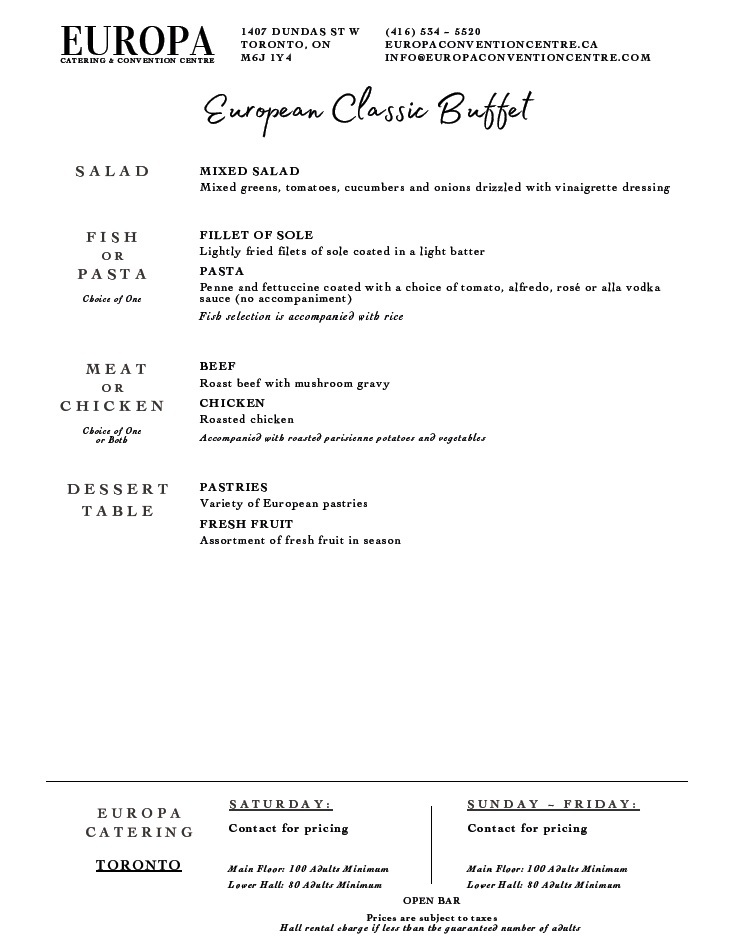 European Classic Buffet