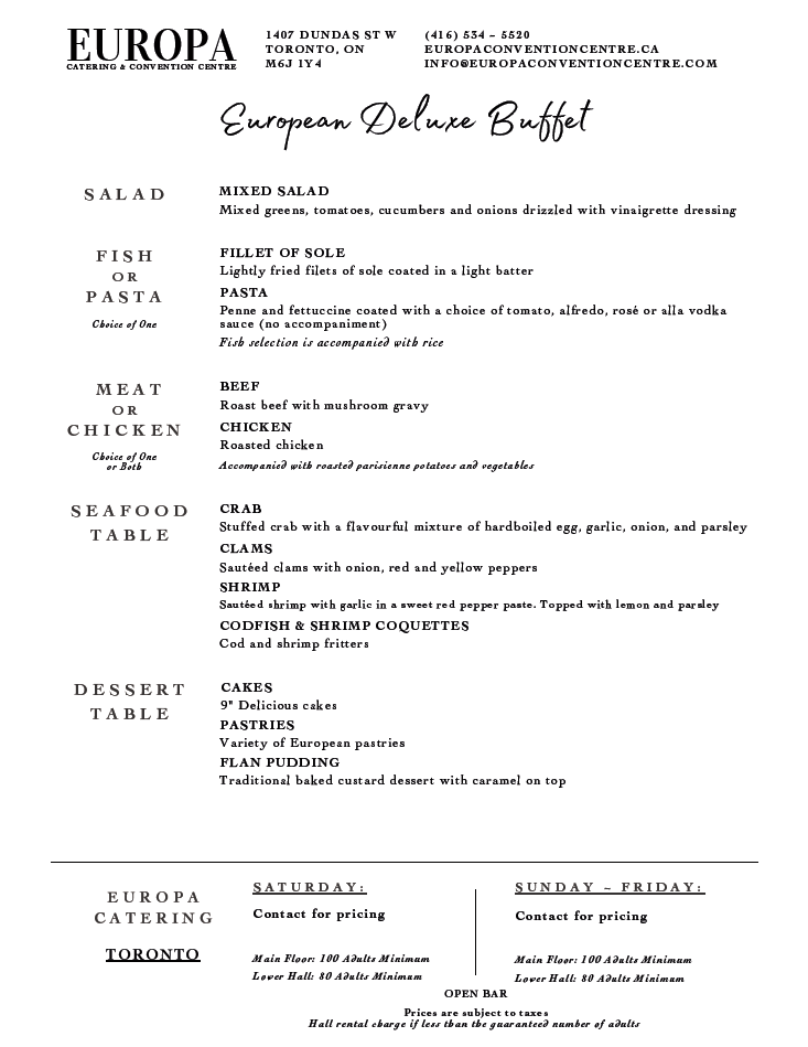 European Deluxe Buffet